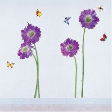  Purple Flowers and Butterfly Wall Decal  